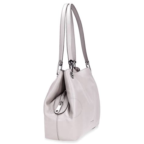 michael kors raven bag pearl grey|Raven Large Pebbled Leather Shoulder Bag .